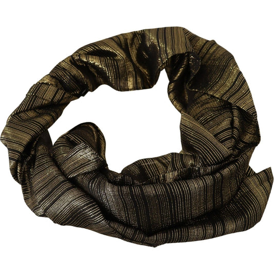 Dolce & Gabbana Elegant Gold Silk Blend Scarf Dolce & Gabbana Black