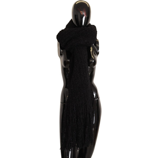 Dolce & Gabbana Elegant Black Wool-Blend Designer Scarf Dolce & Gabbana Black