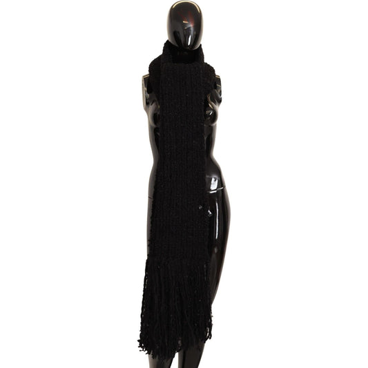 Dolce & Gabbana Elegant Black Wool-Blend Designer Scarf Dolce & Gabbana Black