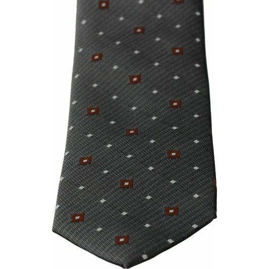 Dolce & Gabbana Elegant Gray Patterned Silk Blend Neck Tie Dolce & Gabbana Dark Slate Gray