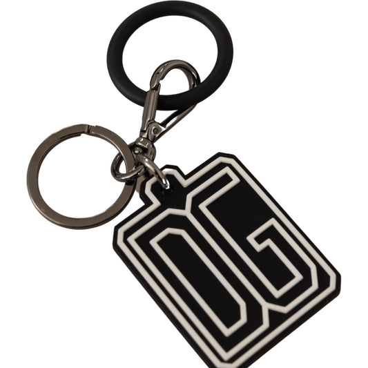 Dolce & Gabbana Elegant Silver & Rubber Designer Keyring Dolce & Gabbana Black