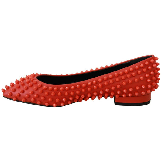 Philipp Plein Vibrant Orange Pointed Leather Flats WOMAN FLAT SHOES Philipp Plein Firebrick
