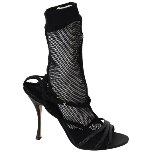 Dolce & Gabbana Chic Black Mesh Stiletto Sandals WOMAN SANDALS Dolce & Gabbana Black