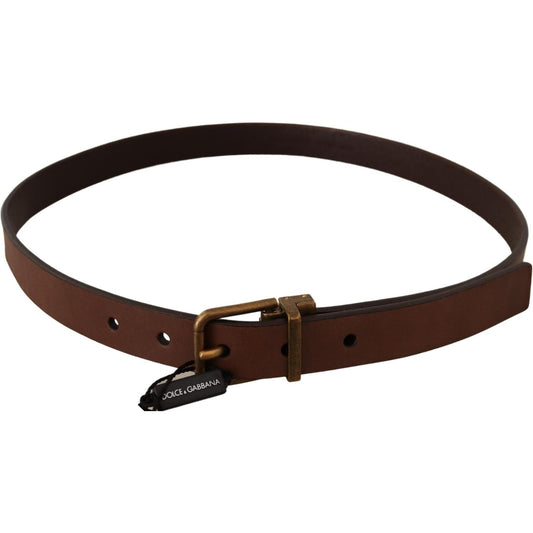 Dolce & Gabbana Elegant Brown Leather Belt with Gold Buckle Dolce & Gabbana Dark Slate Gray