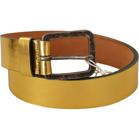 John Galliano Elegant Gold Genuine Leather Men's Belt MAN BELTS John Galliano Dark Goldenrod