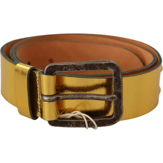John Galliano Elegant Gold Genuine Leather Men's Belt MAN BELTS John Galliano Sienna
