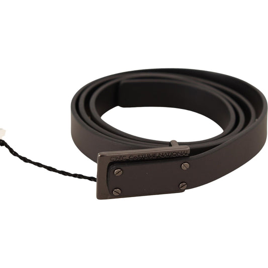 Costume National Elegant Leather Belt with Metal Buckle MAN BELTS Costume National Dark Slate Gray