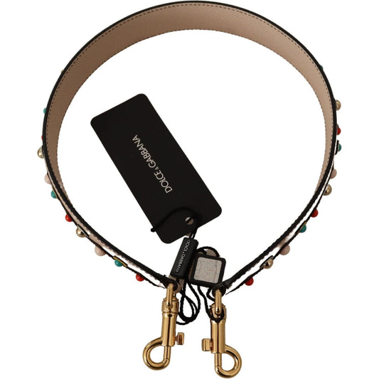 Dolce & Gabbana Elegant Beige Leather Shoulder Bag Strap Handbag Strap Dolce & Gabbana Black