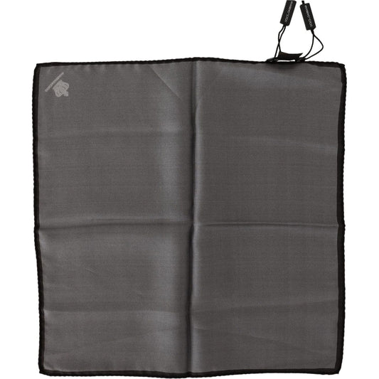 Dolce & Gabbana Elegant Silk Crown Print Handkerchief Silk Scarves Dolce & Gabbana Dark Slate Gray