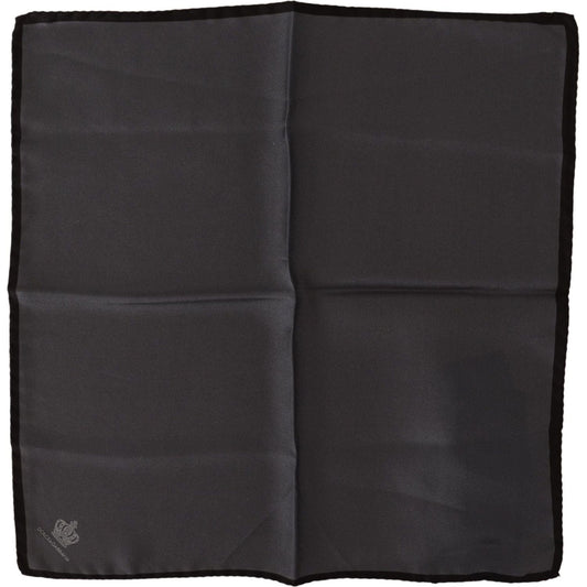 Dolce & Gabbana Elegant Silk Crown Print Handkerchief Silk Scarves Dolce & Gabbana Dark Slate Gray