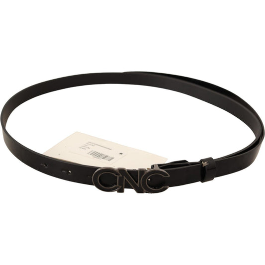 Costume National Elegant Black Leather Fashion Belt WOMAN BELTS Costume National Antique White