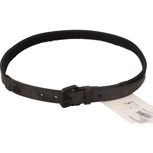 Ermanno Scervino Classic Black Leather Belt with Buckle Fastening Ermanno Scervino Light Gray