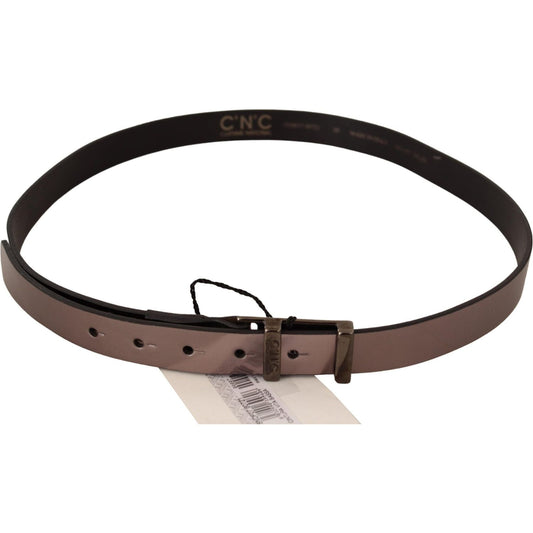 Costume National Chic Pink Metallic Leather Belt with Bronze Buckle WOMAN BELTS Costume National Dark Slate Gray