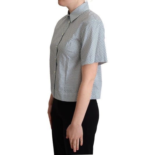 Dolce & Gabbana Elegant Polka Dot Cotton Polo Shirt Blouse Top Dolce & Gabbana Dark Gray