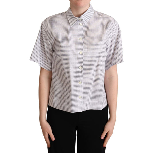 Dolce & Gabbana Elegant Polka Dots Collared Polo Top Dolce & Gabbana Gray