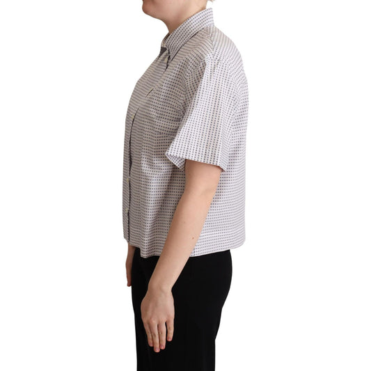 Dolce & Gabbana Elegant Polka Dots Collared Polo Top Dolce & Gabbana Rosy Brown