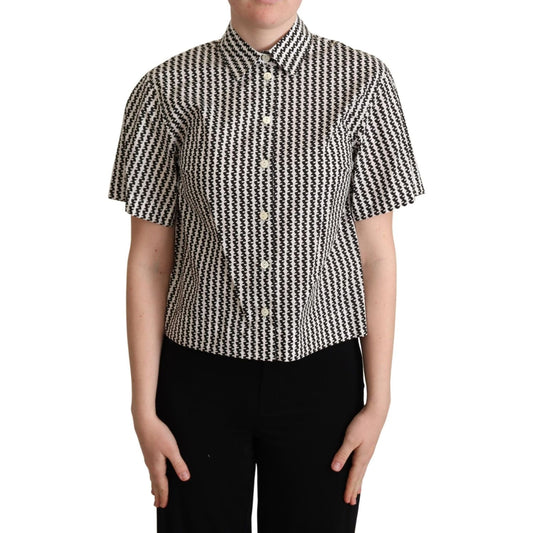 Dolce & Gabbana Elegant Black and White Patterned Cotton Polo Dolce & Gabbana Gray