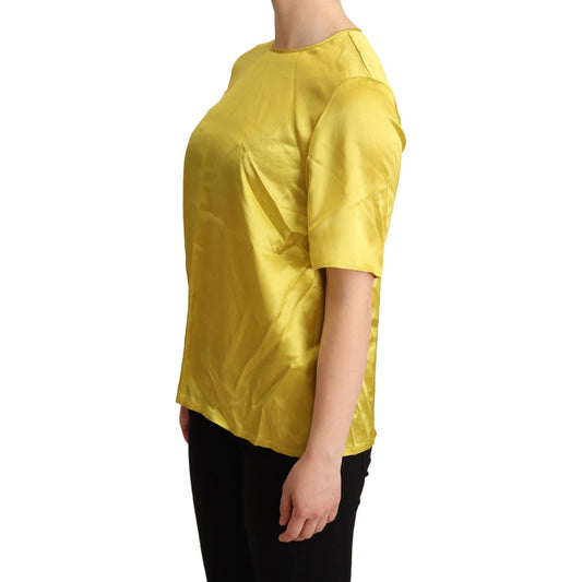 Dolce & Gabbana Elegant Silk Short Sleeve Blouse Top - Yellow Dolce & Gabbana Dark Goldenrod