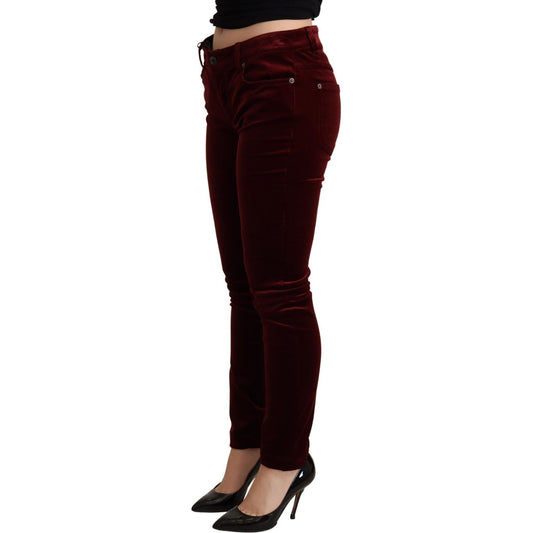 Dolce & Gabbana Exquisite Bordeaux Red Skinny Pants Dolce & Gabbana Black