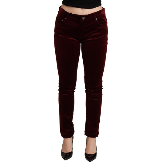 Dolce & Gabbana Exquisite Bordeaux Red Skinny Pants Dolce & Gabbana Black
