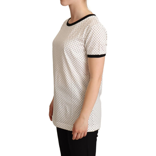 Dolce & Gabbana Polka Dot Crewneck Cotton Tee Dolce & Gabbana Gray