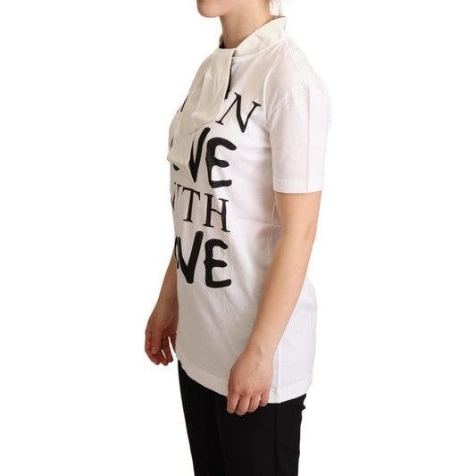 Dolce & Gabbana Chic White Love Motif Silk-Blend Tee Dolce & Gabbana Gray