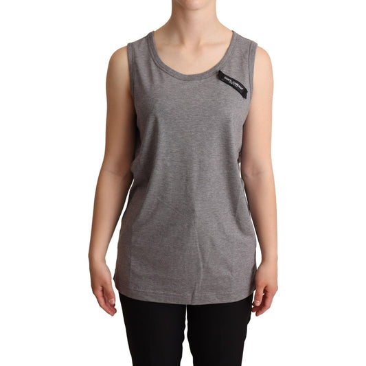 Dolce & Gabbana Elegant Gray Cotton Jersey Sleeveless Tank Dolce & Gabbana Dim Gray
