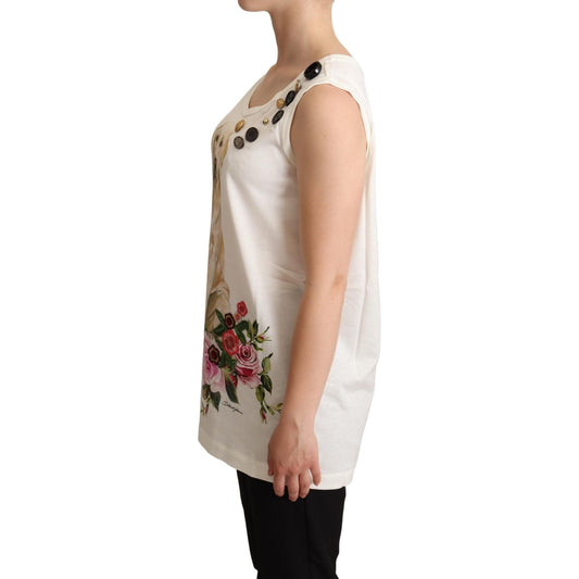 Dolce & Gabbana Chic Canine Floral Sleeveless Tank Dolce & Gabbana Rosy Brown