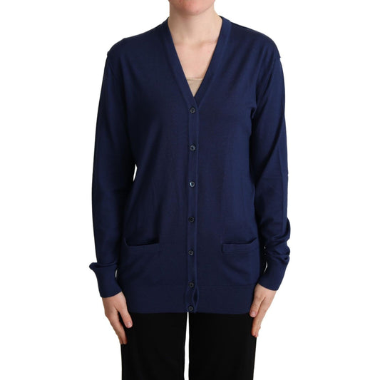 Dolce & Gabbana Elegant Virgin Wool Blue Cardigan Dolce & Gabbana Black