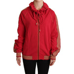 John Galliano Radiant Red Cotton Full Zip Hooded Jacket John Galliano Firebrick
