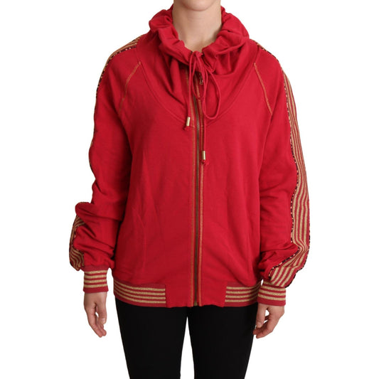 John Galliano Radiant Red Cotton Full Zip Hooded Jacket John Galliano Firebrick