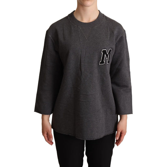 Dolce & Gabbana Chic Gray Embroidered Cotton Sweater Dolce & Gabbana Dark Slate Gray