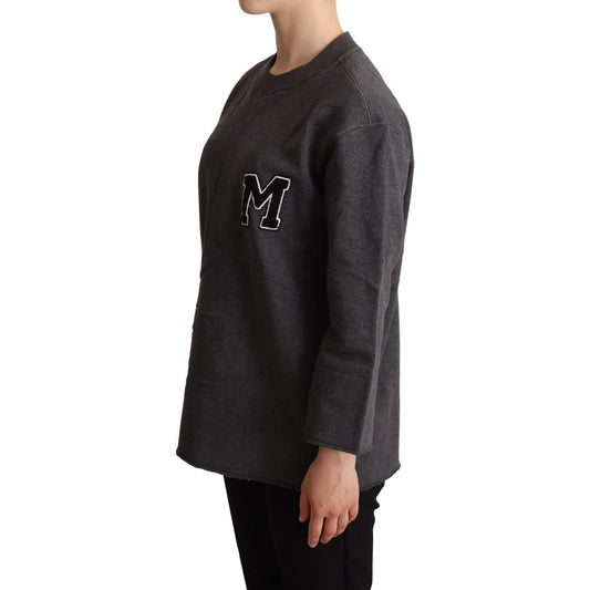 Dolce & Gabbana Chic Gray Embroidered Cotton Sweater Dolce & Gabbana Dark Slate Gray