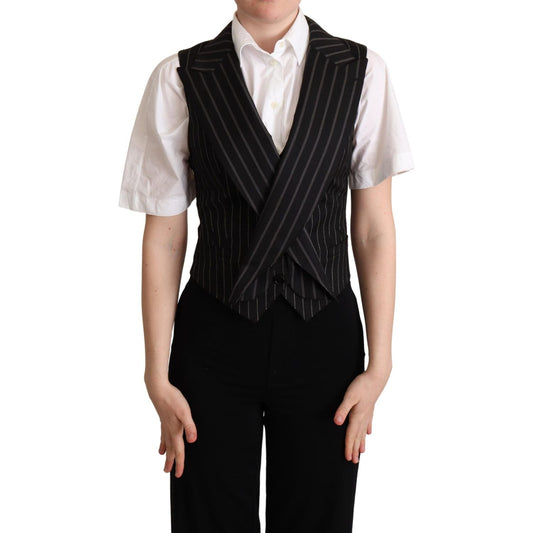 Dolce & Gabbana Elegant Leopard Print Waistcoat – Sleeveless Vest Dolce & Gabbana Black