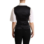 Dolce & Gabbana Black Jacquard Floral Waistcoat Vest TSH5994 -38
