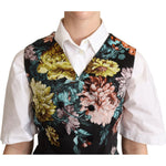 Dolce & Gabbana Black Jacquard Floral Waistcoat Vest TSH5994 -38