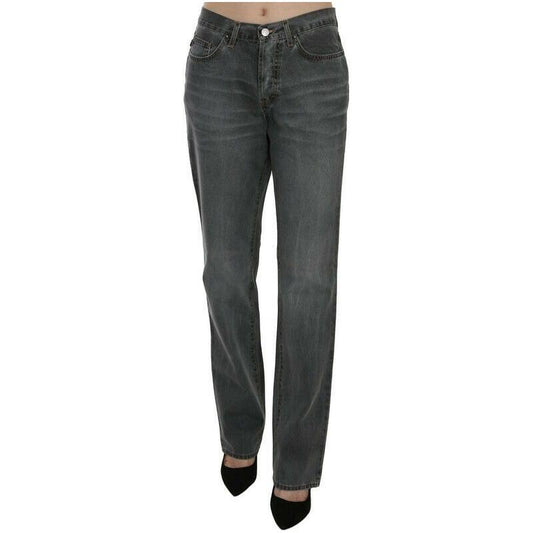 Just Cavalli Chic Gray Mid Waist Straight Leg Jeans Just Cavalli Dark Slate Gray