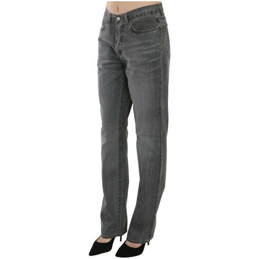 Just Cavalli Chic Gray Mid Waist Straight Leg Jeans Just Cavalli Dark Slate Gray