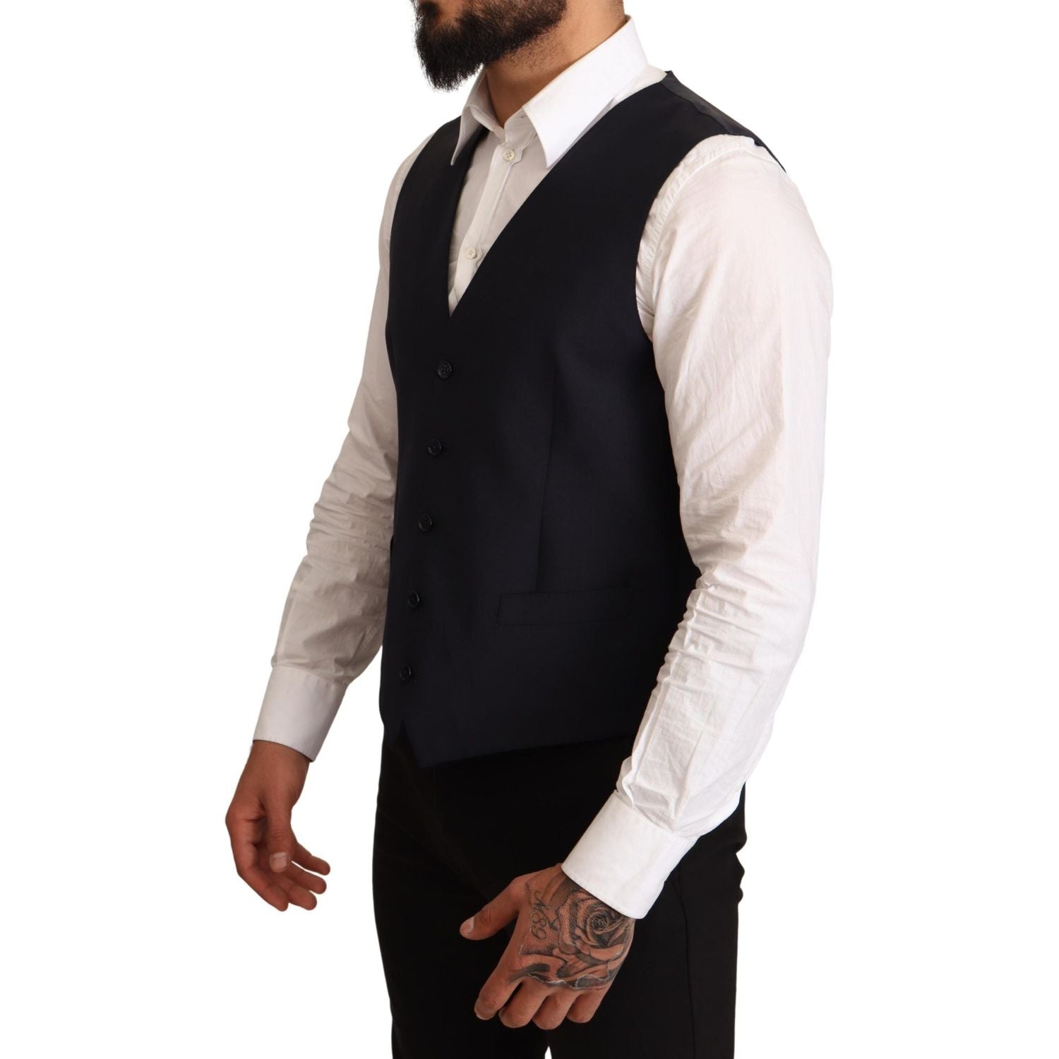 优雅的深蓝色羊毛混纺马提尼西装