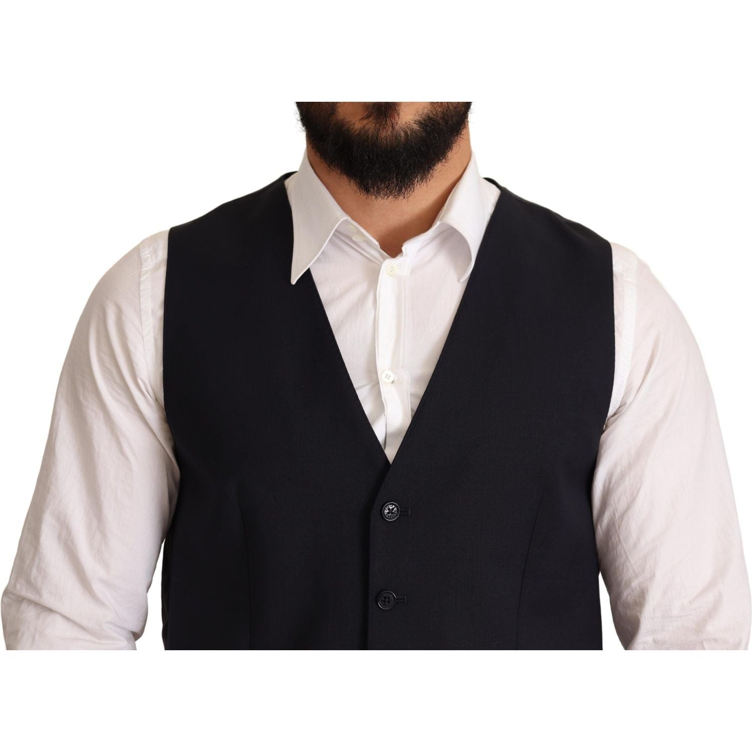 优雅的深蓝色羊毛混纺马提尼西装