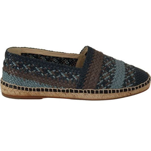 Dolce & Gabbana Elegant Woven Leather Espadrilles MAN LOAFERS Dolce & Gabbana Dark Slate Gray