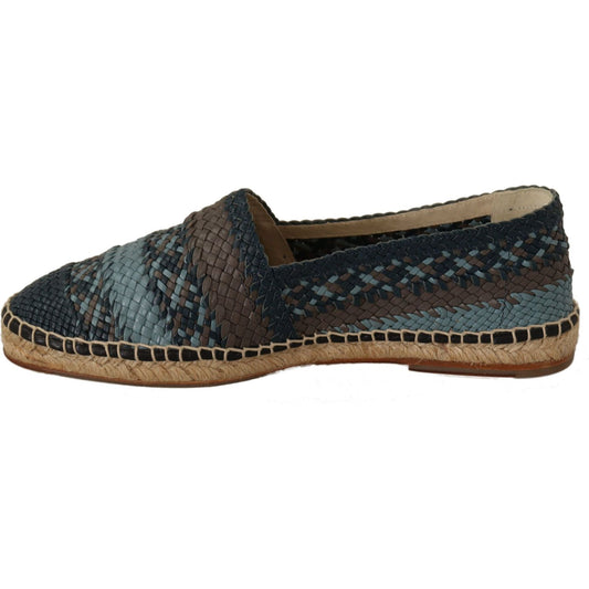 Dolce & Gabbana Elegant Woven Leather Espadrilles MAN LOAFERS Dolce & Gabbana Dark Slate Gray