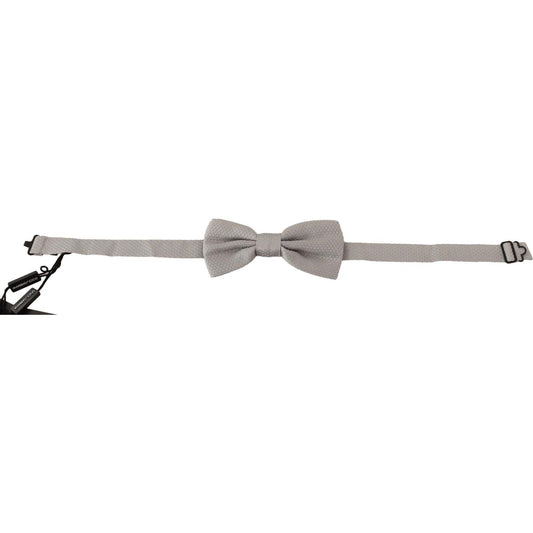 Dolce & Gabbana Elegant Silver Silk Bow Tie Bow Tie Dolce & Gabbana Dark Gray