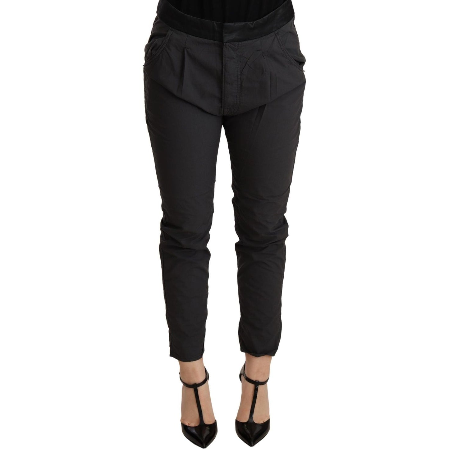 CYCLE Gray Mid Waist Slim Fit Skinny Cotton Trouser WOMAN TROUSERS