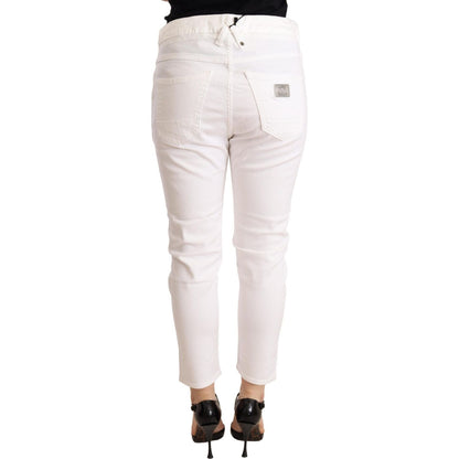 CYCLE White Mid Waist Slim Fit Skinny Cotton Stretch Trouser WOMAN TROUSERS