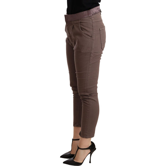CYCLE Chic Brown Skinny Mid Waist Cropped Pants WOMAN TROUSERS CYCLE Dark Slate Gray