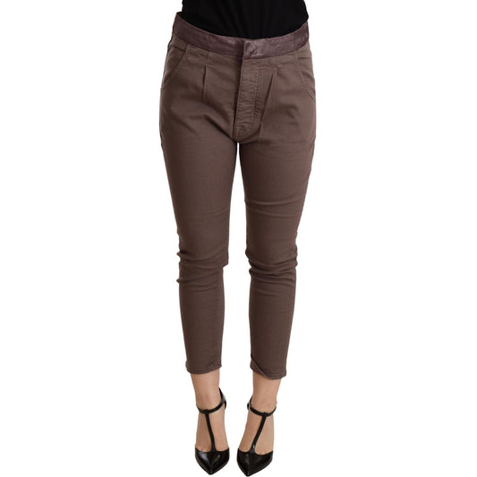 CYCLE Chic Brown Skinny Mid Waist Cropped Pants WOMAN TROUSERS CYCLE Dark Slate Gray