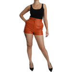 Dolce & Gabbana Chic Orange Leather High Waist Hot Pants Shorts Dolce & Gabbana Sienna