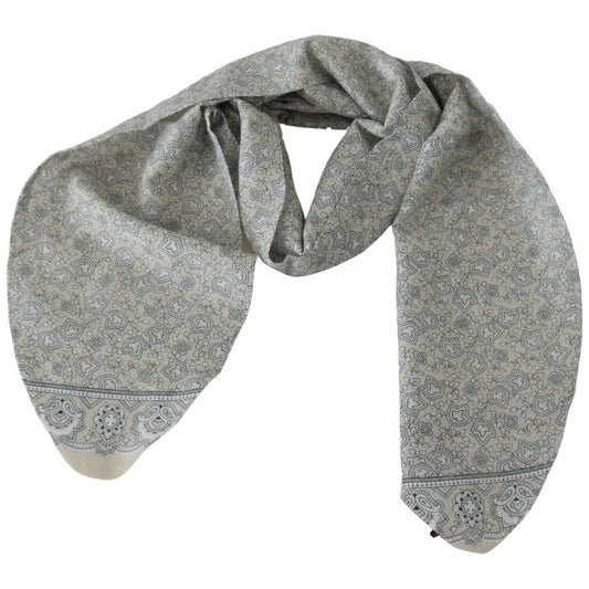Ermanno Scervino Elegant Silk-Cotton Blend Waist Belt Wrap Shawl Scarves Ermanno Scervino Light Slate Gray