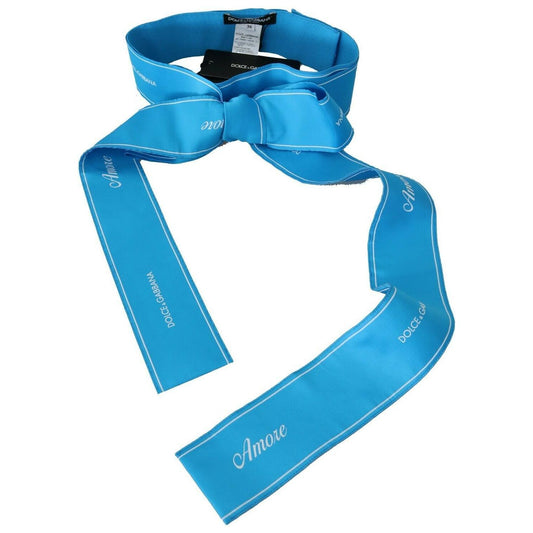 Dolce & Gabbana Elegant Bow Snap Blue Waist Belt WOMAN BELTS Dolce & Gabbana Steel Blue